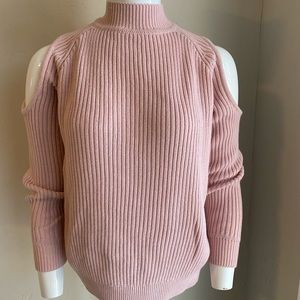 Light pink H&M cold shoulder ribbed sweater